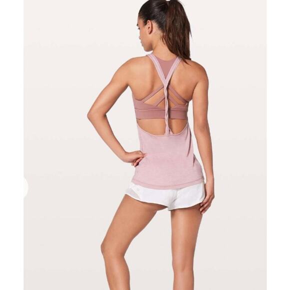 Lululemon Twist & Toil Tank Heathered Rose Blush / Figue Size 12 - Picture 1 of 8